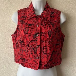 Vintage Moschino doodle face print cropped top